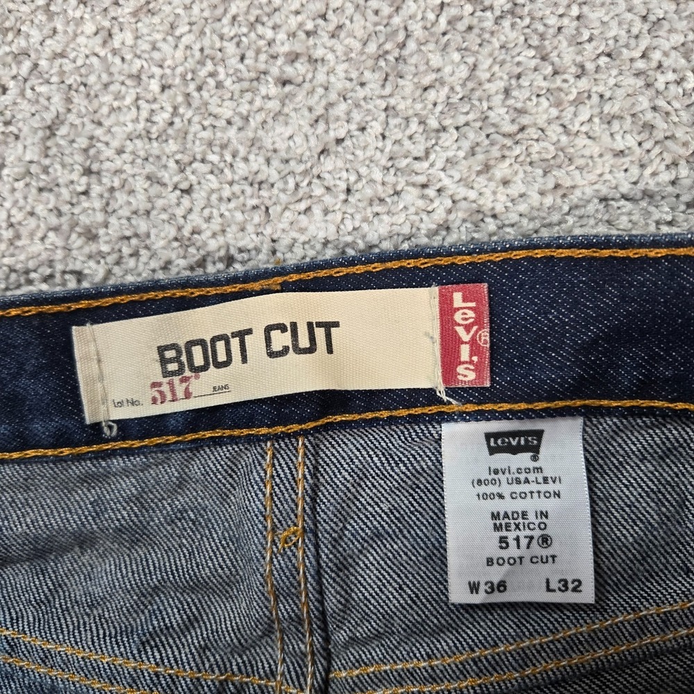 Levis 517 Boot Cut Jeans Men's 36x32 Blue 100% cotton Denim Vintage - Picture 2 of 11